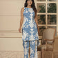 Yufta Cotton Sky Blue Pin Tuck Co-Ord Set - Swadesiicart