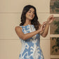 Yufta Cotton Sky Blue Pin Tuck Co-Ord Set - Swadesiicart