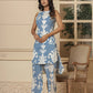 Yufta Cotton Sky Blue Pin Tuck Co-Ord Set - Swadesiicart