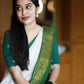 DEIANA'S Beautiful Designer Golden zari Soft Lichi Silk Saree - Green - Swadesiicart