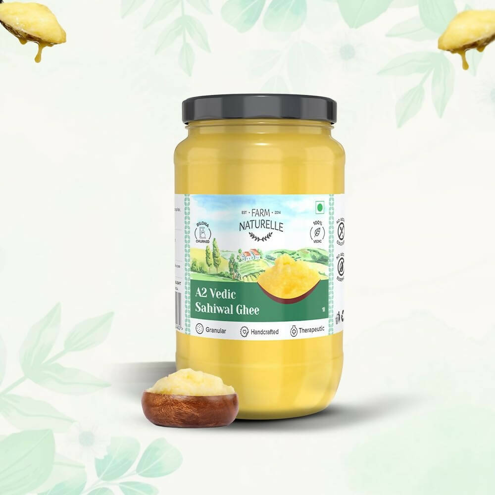 Farm Naturelle A2 Vedic Sahiwal Ghee - Desi Cow Ghee | Natural, Healthy, and Pure | Cultured Cow Ghee - Swadesiicart