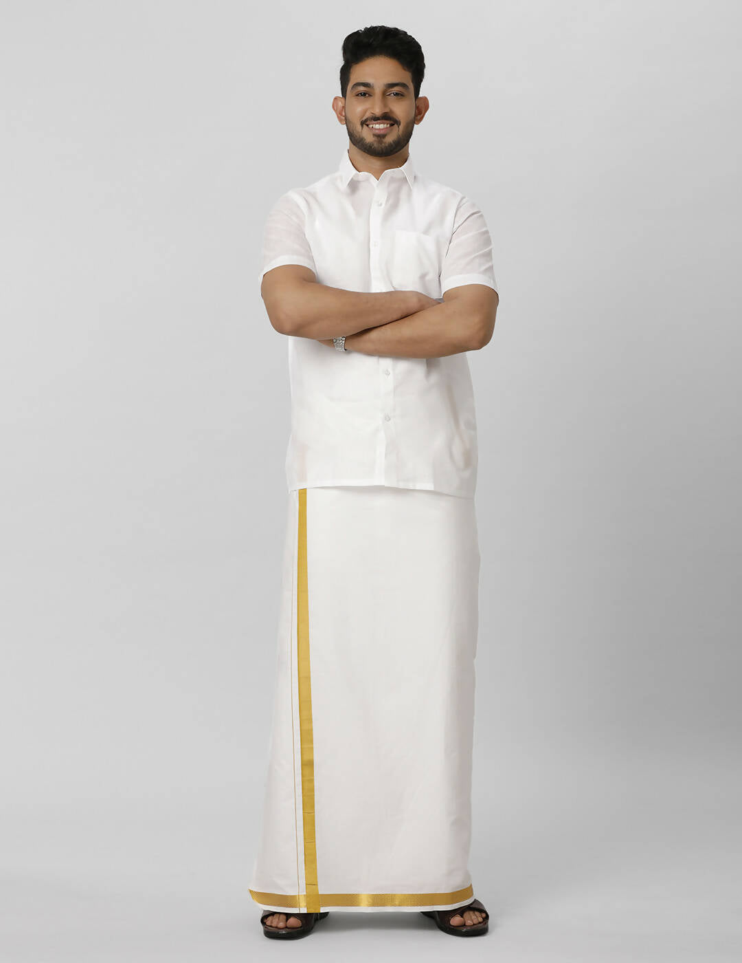 Ramraj Cotton Mens Half Sleeve Formal Poly Cotton White Shirt | Swadesiicart