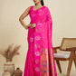 Vishnu Weaves Women's Pink Banarasi Silk Zari Woven Saree with Blouse - Swadesiicart