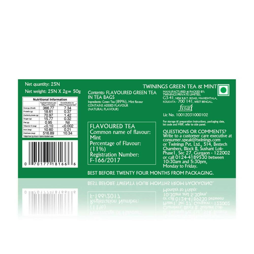 Twinings Green Tea & Mint Teabags - Swadesiicart