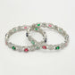 NVR Women's Set of 2 Multi-Coloured CZ Stone-Studded Handcrafted Bangles - Swadesiicart