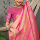 Jyoti Fashion Women's Peach Kanjivaram Silk Zari Woven Saree with Blouse | Swadesiicart