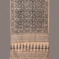 Cream and Black Kalamkari Block Print Cotton Silk Stole with Geometric Design - Global Threads | Swadesiicart