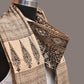 Cream and Black Kalamkari Block Print Cotton Silk Stole with Geometric Design - Global Threads | Swadesiicart