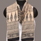 Cream and Black Kalamkari Block Print Cotton Silk Stole with Geometric Design - Global Threads | Swadesiicart
