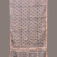 Cream and Blue Kalamkari Block Print Cotton Silk Stole with Geometric Design - Global Threads | Swadesiicart