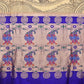Cream and Blue Kalamkari Hand Painted Paithani Silk Handloom Saree with Ramayana Design - Global Threads | Swadesiicart