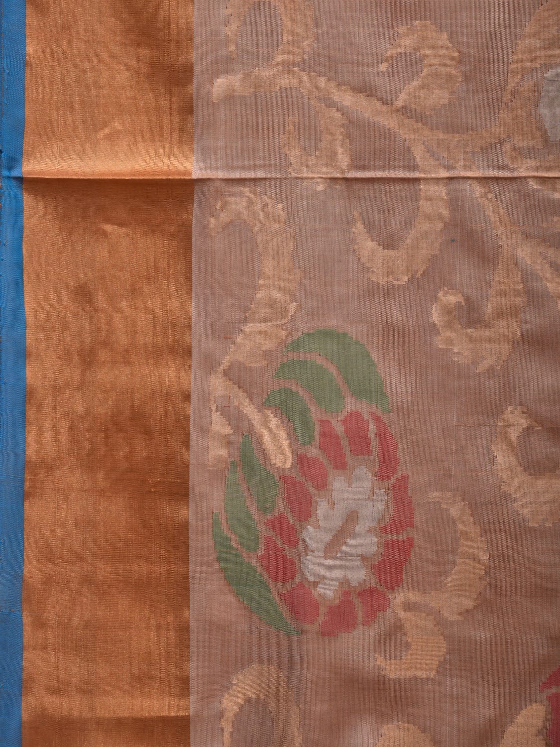 Cream and Blue Uppada Silk Handloom Saree with All Over Design - Global Threads | Swadesiicart