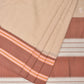 Cream and Fawn Bamboo Cotton Saree with Strips Design No Blouse - Global Threads | Swadesiicart