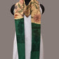 Cream and Green Kalamkari Hand Painted Cotton Silk Handloom Dupatta with Floral and Embroidery Design - Global Threads | Swadesiicart