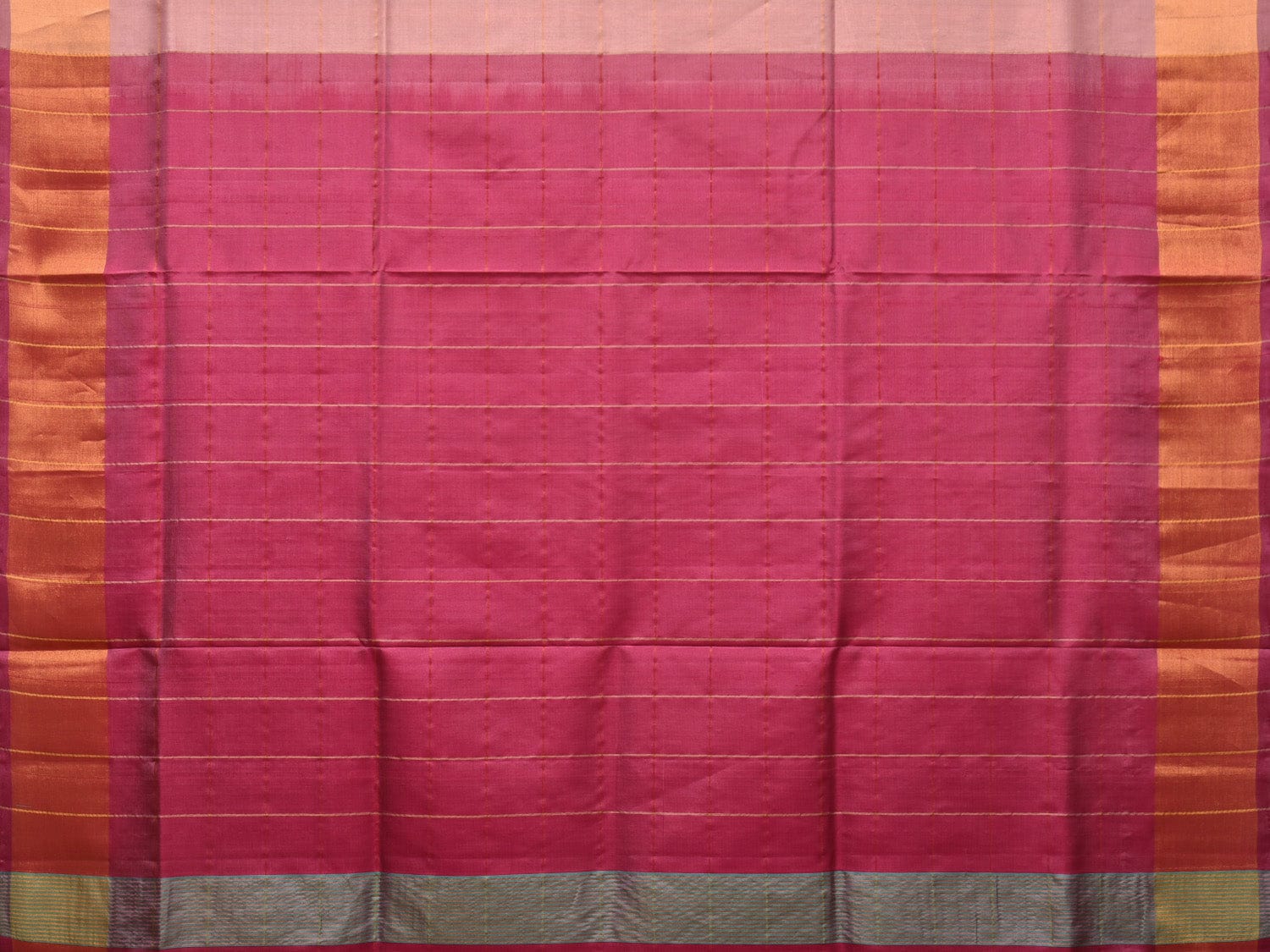 Cream and Pink Uppada Silk Handloom Saree with Checks and Contrast Pallu Design - Global Threads | Swadesiicart