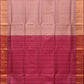 Cream and Pink Uppada Silk Handloom Saree with Checks and Contrast Pallu Design - Global Threads | Swadesiicart