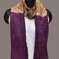 Cream and Purple Kalamkari Hand Painted Sico Stole with Floral and Embroidery Design - Global Threads | Swadesiicart