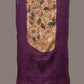Cream and Purple Kalamkari Hand Painted Sico Stole with Floral and Embroidery Design - Global Threads | Swadesiicart