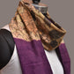 Cream and Purple Kalamkari Hand Painted Sico Stole with Floral and Embroidery Design - Global Threads | Swadesiicart