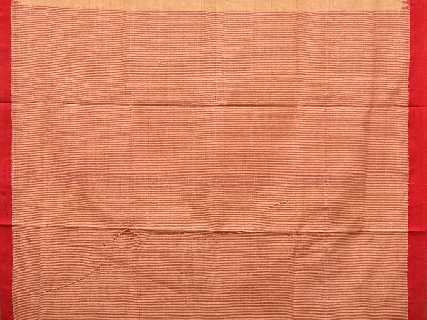 Cream and Red Khadi Cotton Handloom Saree Plain Saree with Strips Pallu Design - Global Threads | Swadesiicart