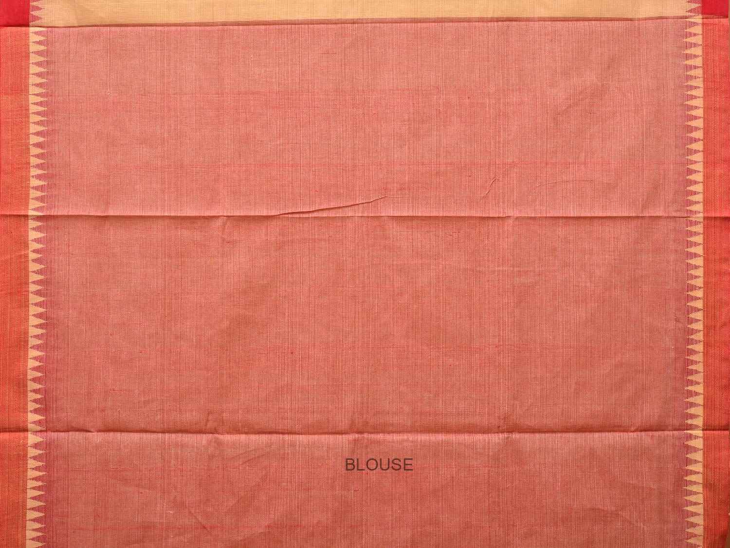Cream and Red Khadi Cotton Handloom Saree Plain Saree with Strips Pallu Design - Global Threads | Swadesiicart