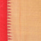 Cream and Red Khadi Cotton Handloom Saree Plain Saree with Strips Pallu Design - Global Threads | Swadesiicart