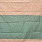 Cream and Turquoise Bamboo Cotton Saree with Strips Design No Blouse - Global Threads | Swadesiicart