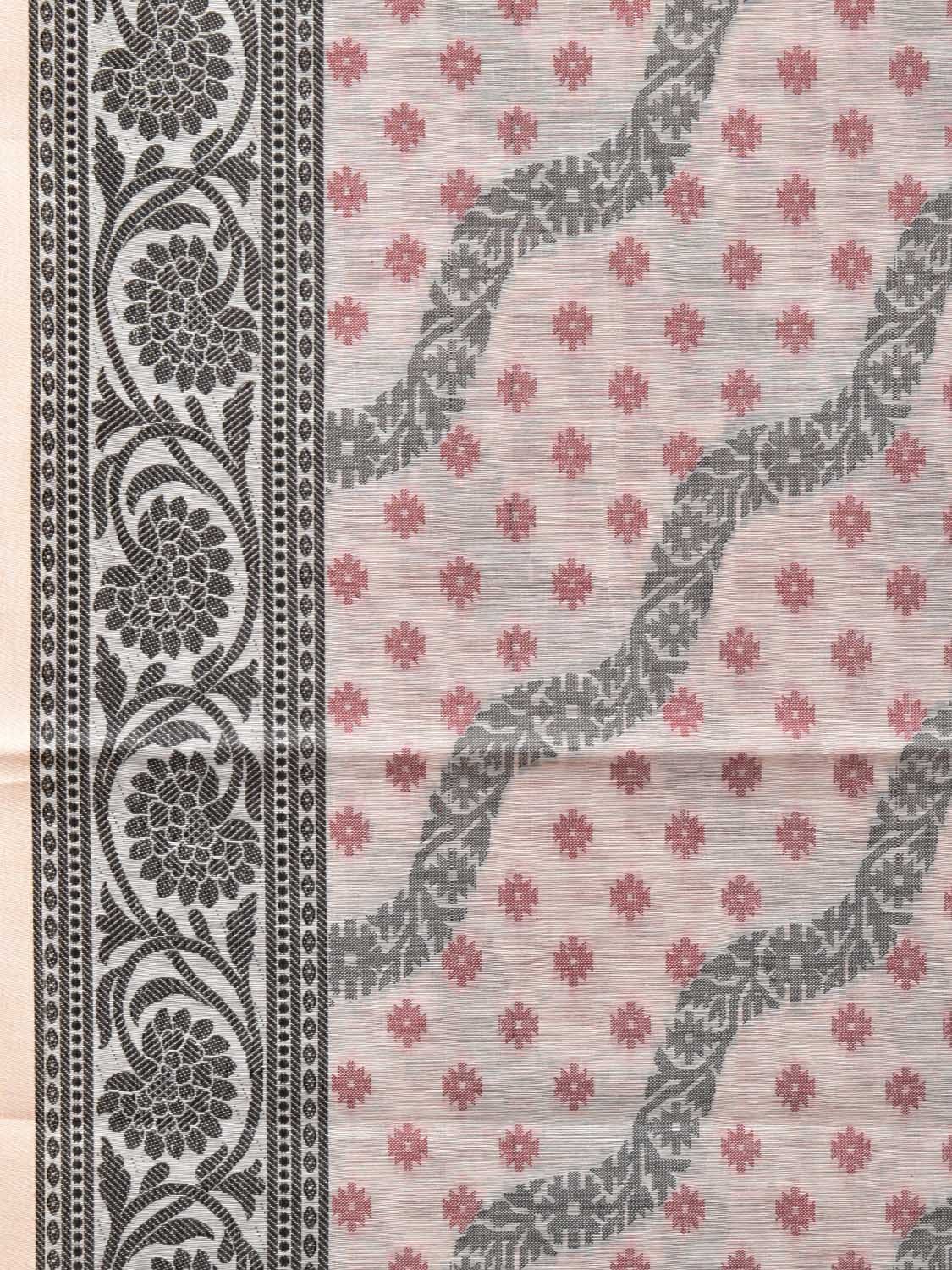 Cream Cut Work Sico Cotton Saree with All Over Diagonal and Border Design - Global Threads | Swadesiicart