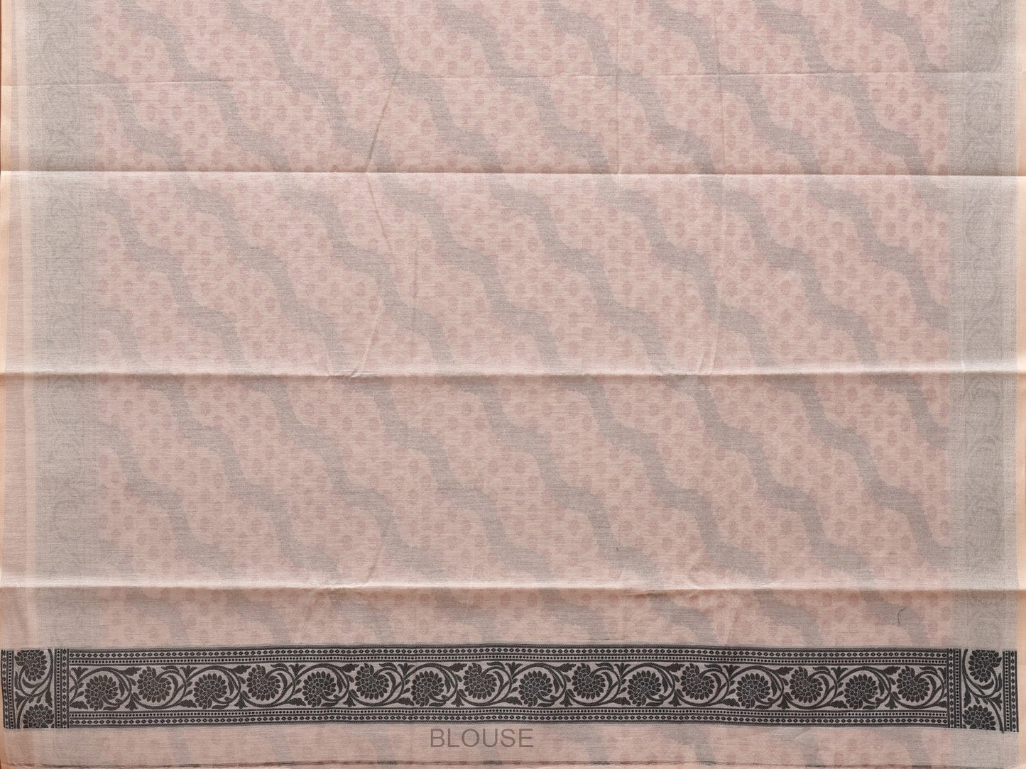 Cream Cut Work Sico Cotton Saree with All Over Diagonal and Border Design - Global Threads | Swadesiicart