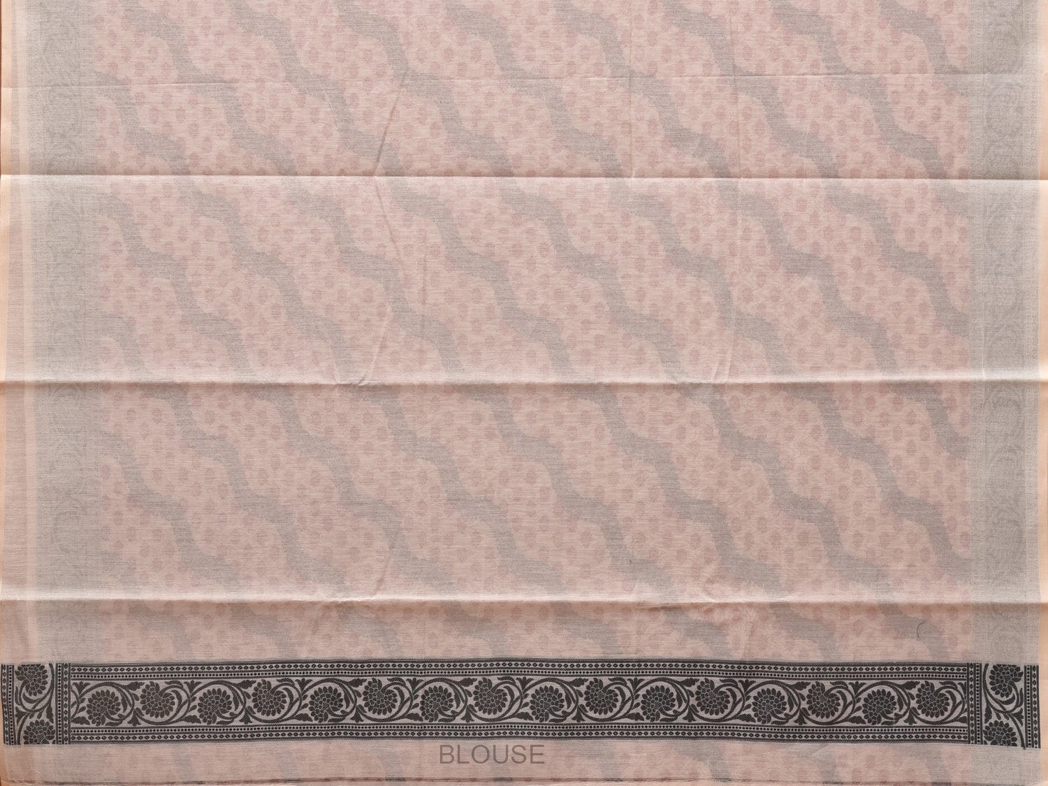 Cream Cut Work Sico Cotton Saree with All Over Diagonal and Border Design - Global Threads | Swadesiicart