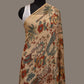 Cream Kalamkari Hand Painted Chiffon Dupatta with Dashavatar Design - Global Threads | Swadesiicart