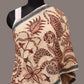 Cream Kalamkari Hand Painted Cotton Bhujodi Handloom Stole with Floral Design - Global Threads | Swadesiicart