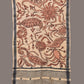 Cream Kalamkari Hand Painted Cotton Bhujodi Handloom Stole with Floral Design - Global Threads | Swadesiicart