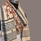 Cream Kalamkari Hand Painted Cotton Bhujodi Handloom Stole with Floral Design - Global Threads | Swadesiicart