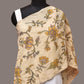 Cream Kalamkari Hand Painted Cotton Handloom Stole with Floral and Birds Design - Global Threads | Swadesiicart