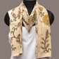 Cream Kalamkari Hand Painted Cotton Handloom Stole with Floral and Birds Design - Global Threads | Swadesiicart