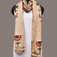 Cream Kalamkari Hand Painted Cotton Silk Dupatta with Floral Design - Global Threads | Swadesiicart