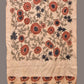 Cream Kalamkari Hand Painted Cotton Silk Dupatta with Floral Design - Global Threads | Swadesiicart