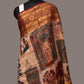 Cream Kalamkari Hand Painted Kanchipuram Silk Handloom Dupatta with Ajanta Design - Global Threads | Swadesiicart