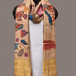 Cream Kalamkari Hand Painted Kanchipuram Silk Handloom Dupatta with Ajanta Design - Global Threads | Swadesiicart
