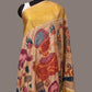 Cream Kalamkari Hand Painted Kanchipuram Silk Handloom Dupatta with Ajanta Design - Global Threads | Swadesiicart