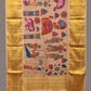 Cream Kalamkari Hand Painted Kanchipuram Silk Handloom Dupatta with Ajanta Design - Global Threads | Swadesiicart