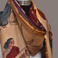 Cream Kalamkari Hand Painted Kanchipuram Silk Handloom Dupatta with Painting Design - Global Threads | Swadesiicart