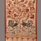 Cream Kalamkari Hand Painted Khadi Cotton Handloom Dupatta with Tree of Life Design - Global Threads | Swadesiicart