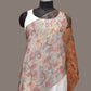 Cream Kalamkari Hand Painted Organza Stole with Floral Design - Global Threads | Swadesiicart