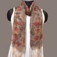 Cream Kalamkari Hand Painted Organza Stole with Floral Design - Global Threads | Swadesiicart