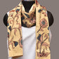 Cream Kalamkari Hand Painted Sico Stole with Floral Design - Global Threads | Swadesiicart