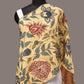 Cream Kalamkari Hand Painted Sico Stole with Floral Design - Global Threads | Swadesiicart