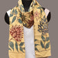 Cream Kalamkari Hand Painted Sico Stole with Floral Design - Global Threads | Swadesiicart