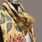 Cream Kalamkari Hand Painted Sico Stole with Floral Design - Global Threads | Swadesiicart